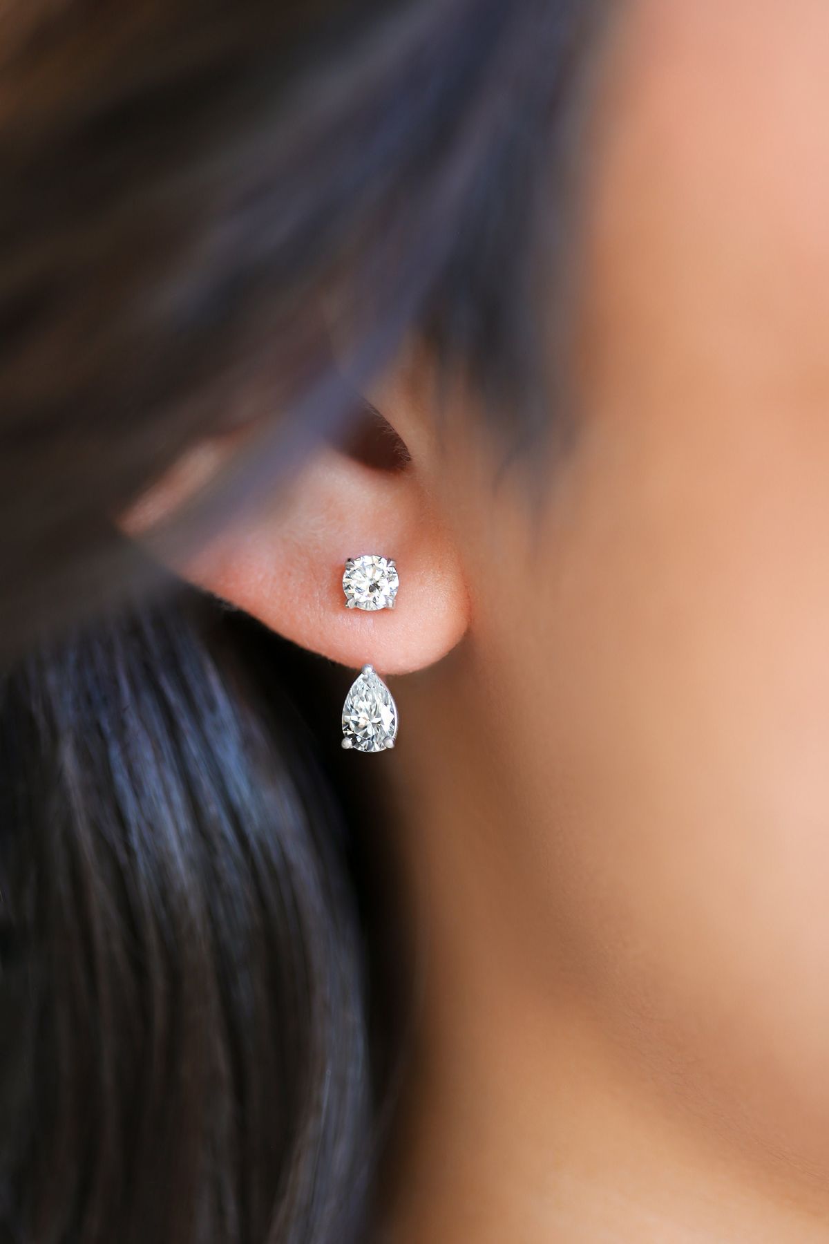 Orecchini A Perno In Argento 925 Placcato Oro Rosa - Luna E Stella Con Zirconia Cubica - Ipoallergenici - Yumilok Jewelry - 2