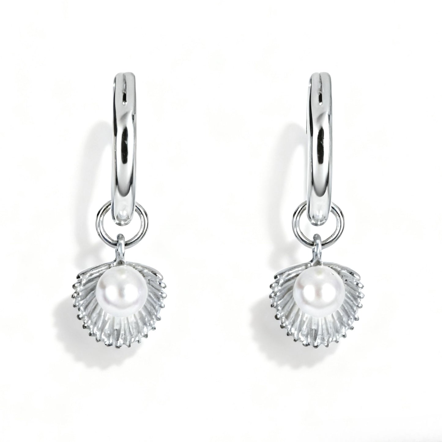 Shell Hoop Earrings with Pearl