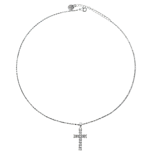 Collana Croce Luminoso bianco Gioielli acciaio inossidabile Liny Jewels Milano
