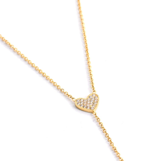 Collana Cuore Piccolo Segreto cuore pave bianco dorato gold Gioielli acciaio inossidabile Liny Jewels Milano