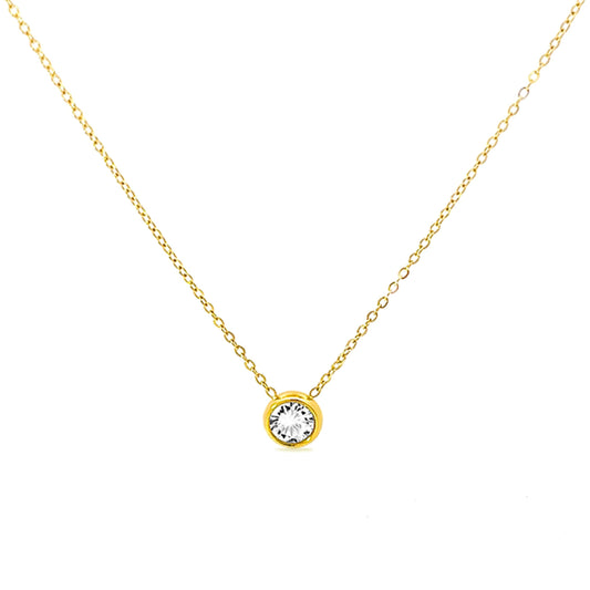 Collana Mini Lux 7.5mm punto luce zirconia bianco dorato gold Gioielli acciaio inossidabile Liny Jewels Milano