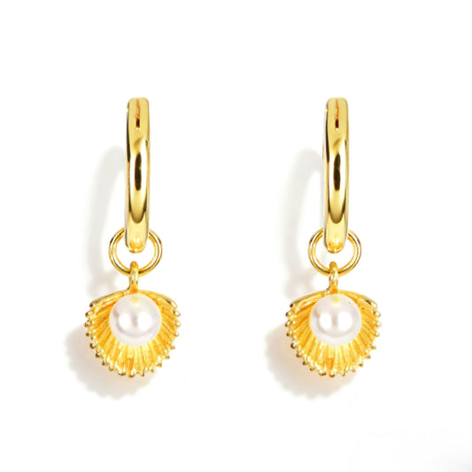 Orecchini Hoop Conchiglia con Perla