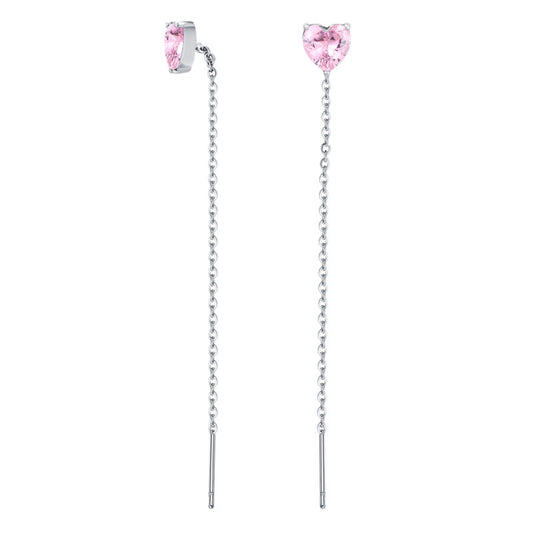 Orecchini saliscendi Cuore rosa Gioielli acciaio inossidabile Liny Jewels Milano