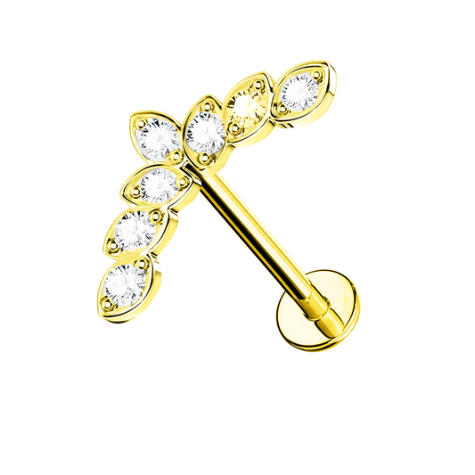 Piercing Labret Bosco Incantato dorato gold Gioielli acciaio chirurgico Liny Jewels Milano