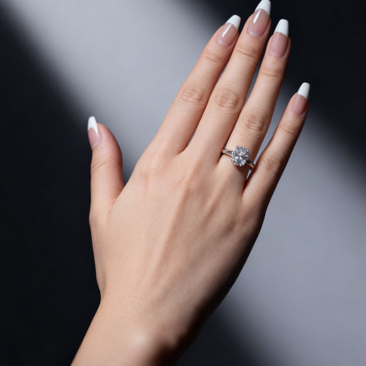 Anello Solitario regolabile Ovale 3Ct