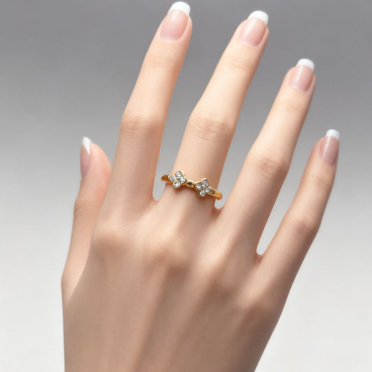 Anello regolabile Doppio Fiore