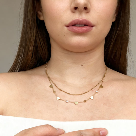 Collana Double Line Heart