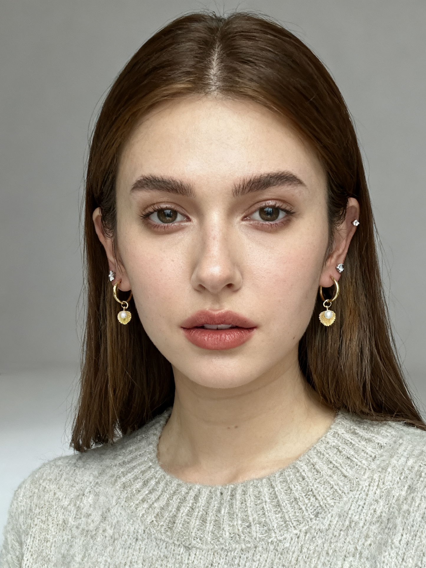 Orecchini Hoop Conchiglia con Perla