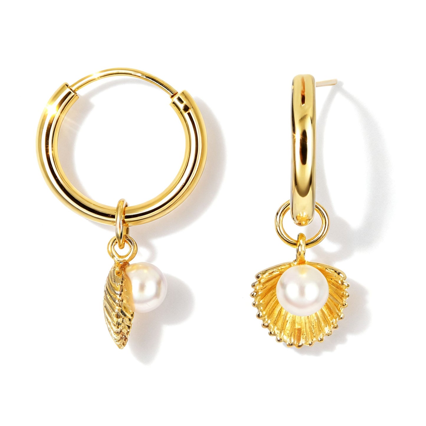 Orecchini Hoop Conchiglia con Perla