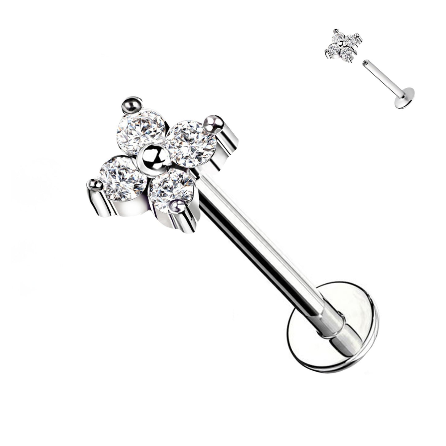 Piercing Labret - Golden Sparkle Flower